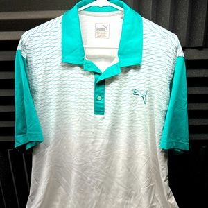 Puma Golf Polo Shirt XL Dry Cell Green / White Graphic